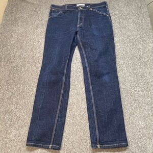 Topo Designs Mens Straight Leg Denim Jeans Dark Wash Indigo Blue Size 34